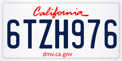 CA license plate 6TZH976