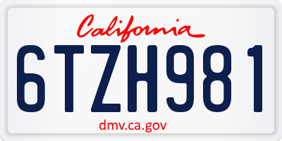 CA license plate 6TZH981