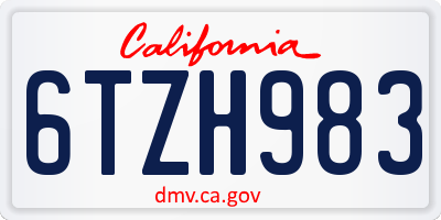 CA license plate 6TZH983