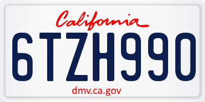 CA license plate 6TZH990