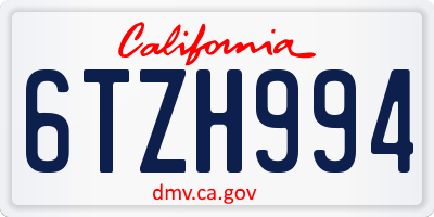 CA license plate 6TZH994