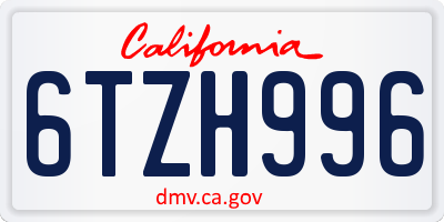 CA license plate 6TZH996