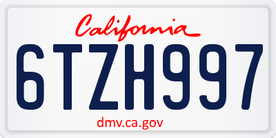 CA license plate 6TZH997