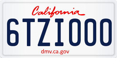 CA license plate 6TZI000