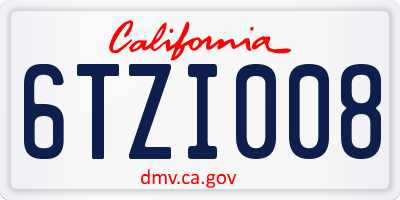 CA license plate 6TZI008