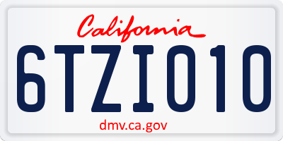 CA license plate 6TZI010
