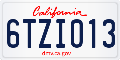 CA license plate 6TZI013