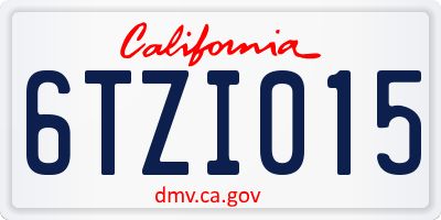 CA license plate 6TZI015