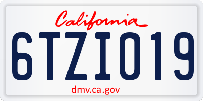 CA license plate 6TZI019