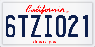 CA license plate 6TZI021