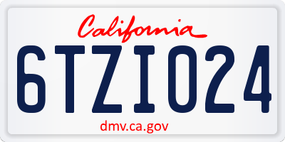 CA license plate 6TZI024