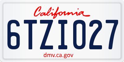 CA license plate 6TZI027