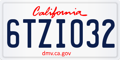CA license plate 6TZI032