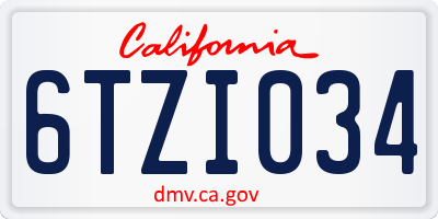 CA license plate 6TZI034