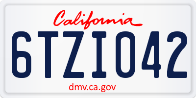 CA license plate 6TZI042