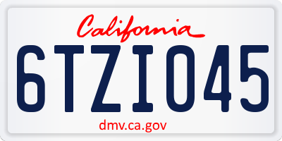 CA license plate 6TZI045