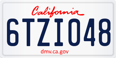 CA license plate 6TZI048