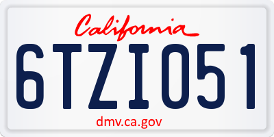 CA license plate 6TZI051