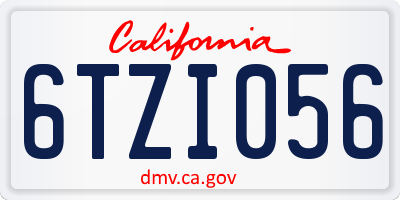 CA license plate 6TZI056