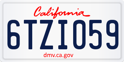 CA license plate 6TZI059