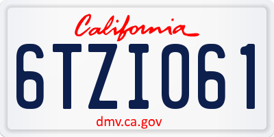 CA license plate 6TZI061