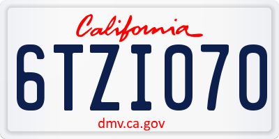 CA license plate 6TZI070
