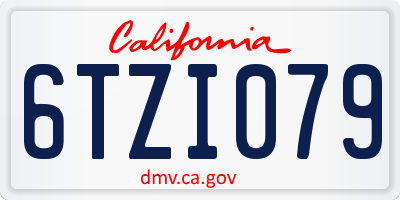 CA license plate 6TZI079