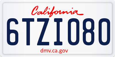 CA license plate 6TZI080