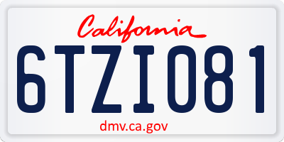 CA license plate 6TZI081