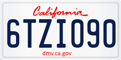 CA license plate 6TZI090