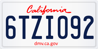 CA license plate 6TZI092
