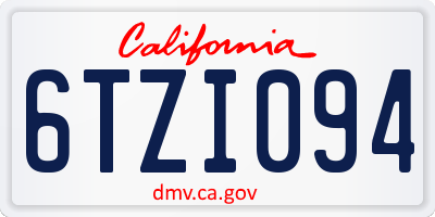CA license plate 6TZI094