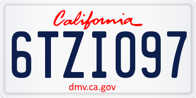 CA license plate 6TZI097