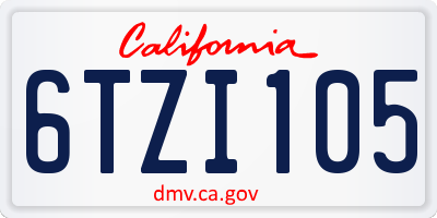 CA license plate 6TZI105
