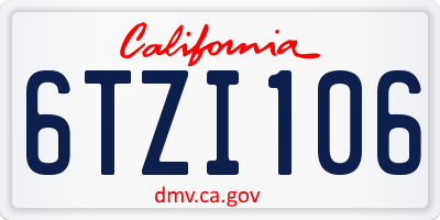 CA license plate 6TZI106