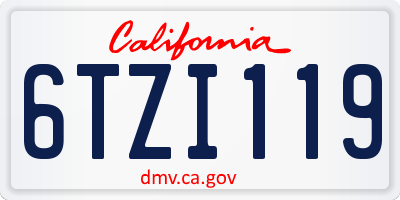 CA license plate 6TZI119