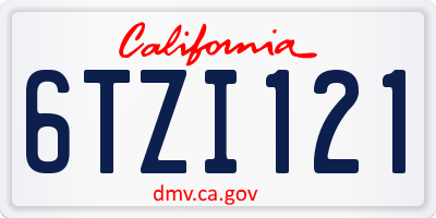 CA license plate 6TZI121