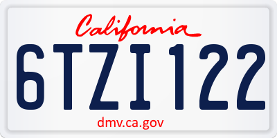 CA license plate 6TZI122
