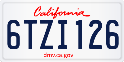 CA license plate 6TZI126