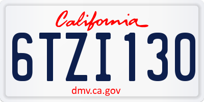 CA license plate 6TZI130