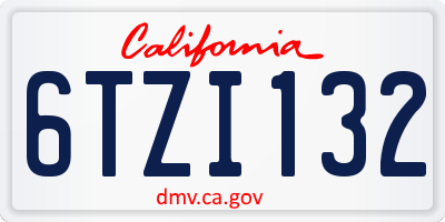 CA license plate 6TZI132
