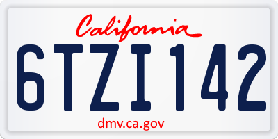 CA license plate 6TZI142