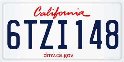 CA license plate 6TZI148