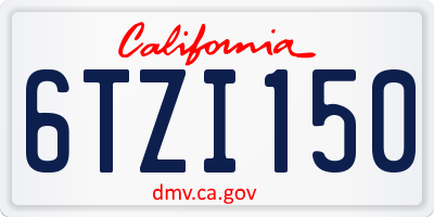 CA license plate 6TZI150