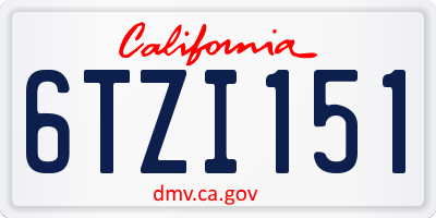 CA license plate 6TZI151