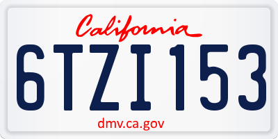 CA license plate 6TZI153