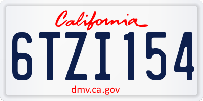 CA license plate 6TZI154