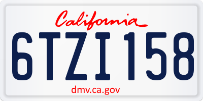 CA license plate 6TZI158