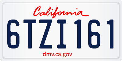 CA license plate 6TZI161
