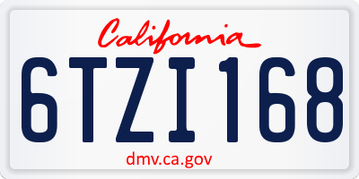 CA license plate 6TZI168